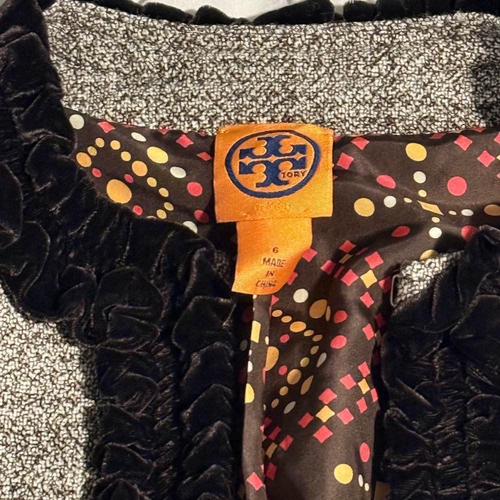 Tory Burch Textured Jacket with Velvet Accents - Picture 2 of 4